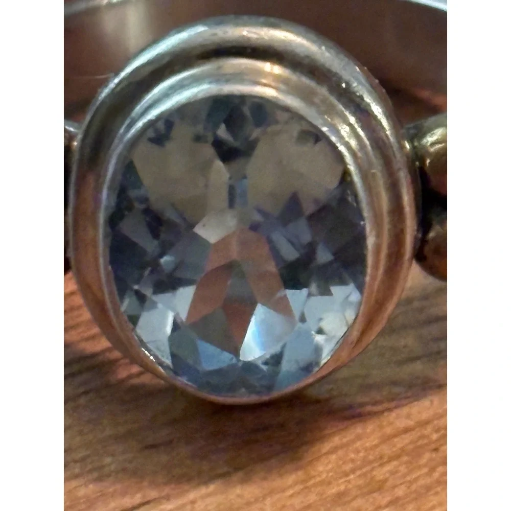 Vintage Sterling Silver Blue Topaz Ring Size 8
